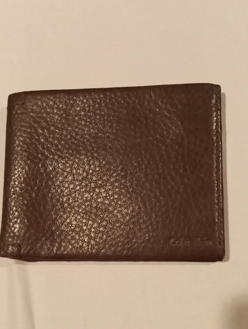 Calvin Klein Dark Brown Textured Leather Bi-Fold Wallet